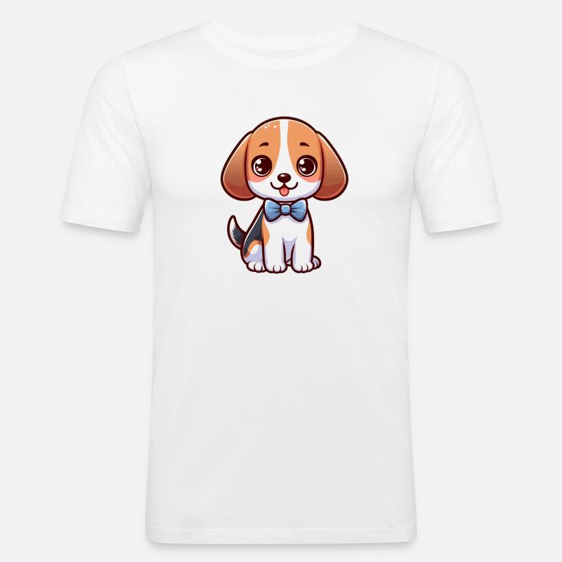 Süßer kleiner Beagle - Männer Slim Fit T-Shirt - Weiß