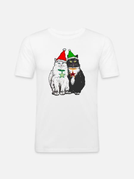 LES CHATS DE NOËL - T-shirt près du corps Homme - blanc