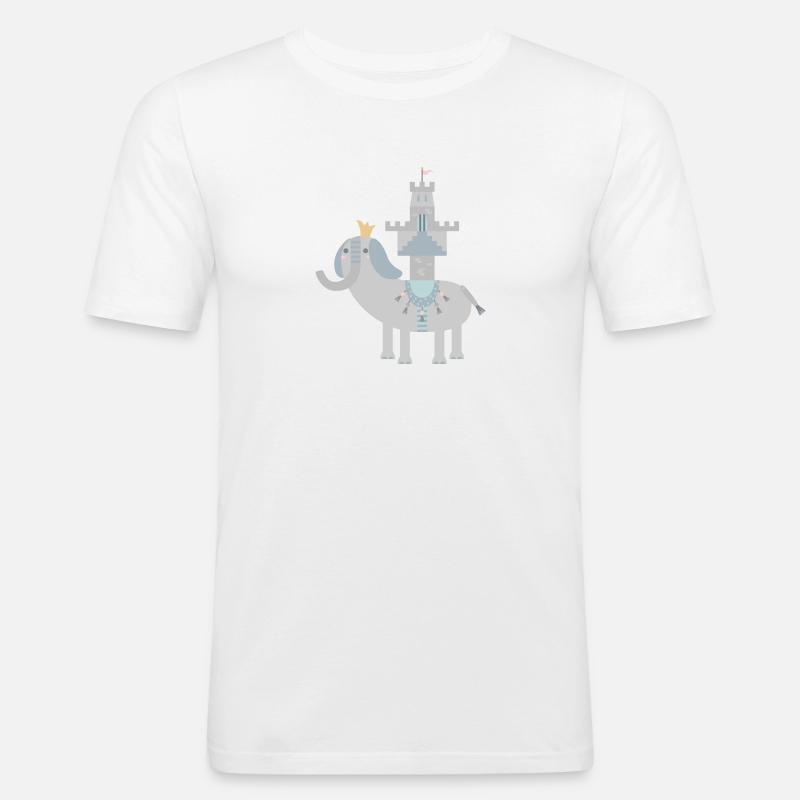 Elefant und Schloss l no text - Männer Slim Fit T-Shirt - Weiß