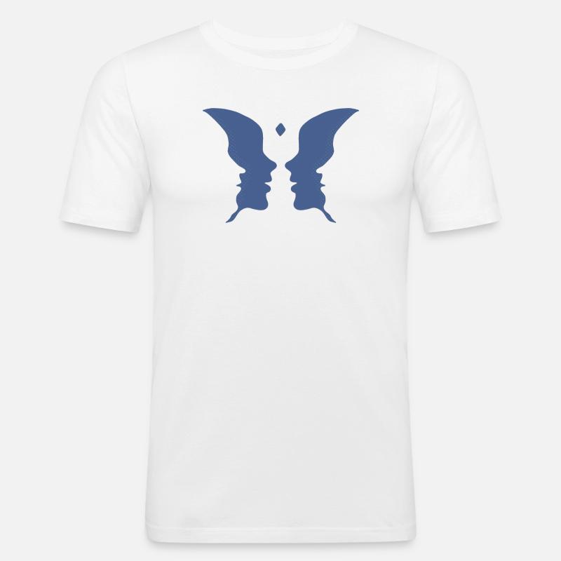Küssende Gesichter oder ein Schmetterling - Männer Slim Fit T-Shirt - Weiß