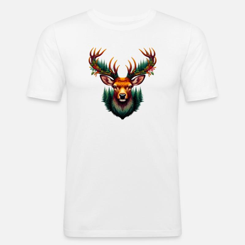 Hirsch - Männer Slim Fit T-Shirt - Weiß