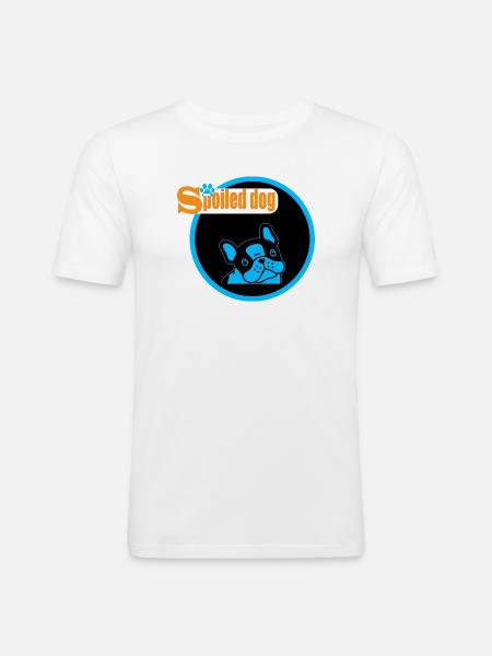 Blauer Hundekopf Logo Spoiled Dog - Männer Slim Fit T-Shirt - Weiß