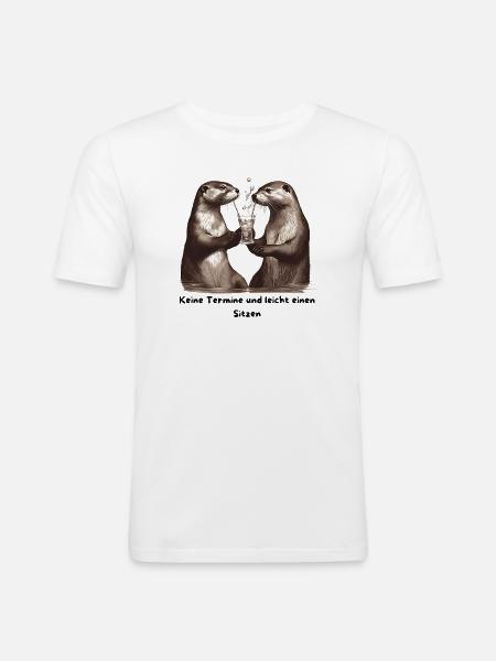 Otterfreunde Prost am Trinkglas - Männer Slim Fit T-Shirt - Weiß