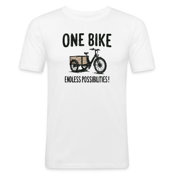 Cargo Bike Lastenfahrrad unendliche Möglichkeiten - Männer Slim Fit T-Shirt - Weiß - Vorne - Nik (191cm)