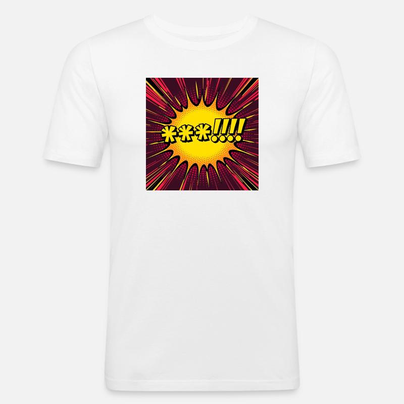 Comic Explosion Gelb-Pop - Männer Slim Fit T-Shirt - Weiß