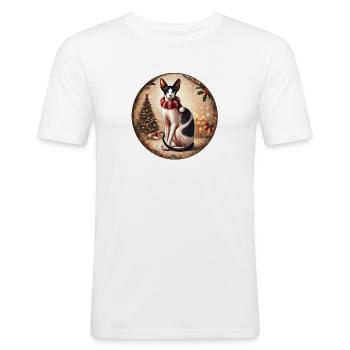 Portrait de Noël avec Sphynx - T-shirt près du corps Homme - blanc - Devant - Nik (191cm)