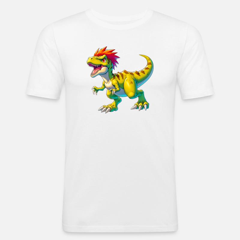 Dinosaurier - Männer Slim Fit T-Shirt - Weiß