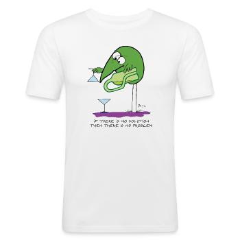 S’il n’y a pas de solution... (version anglaise) - T-shirt près du corps Homme - blanc - Devant - Nik (191cm)