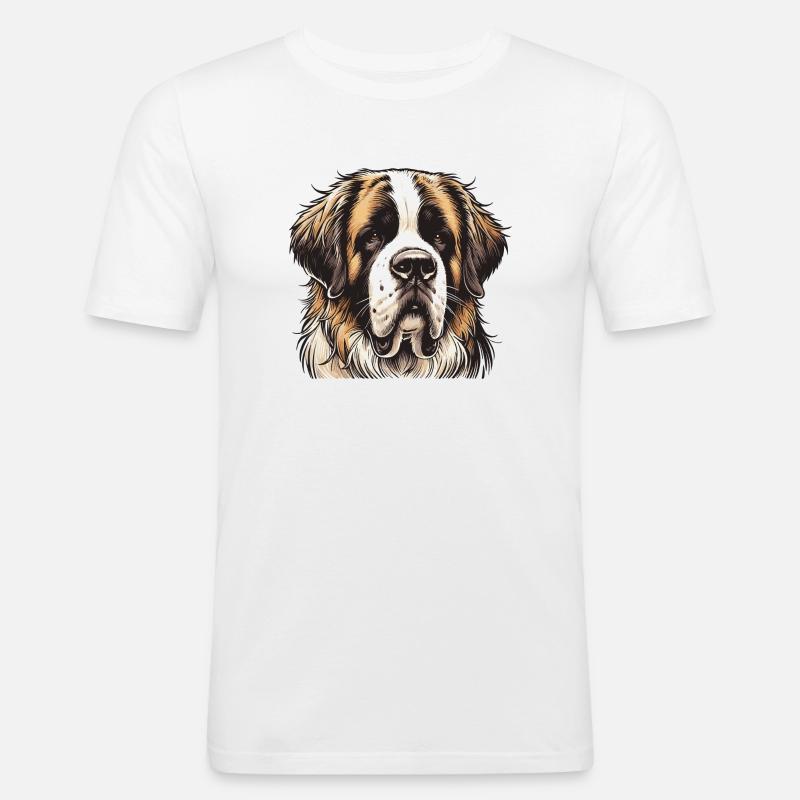 Bernhardiner - Männer Slim Fit T-Shirt - Weiß