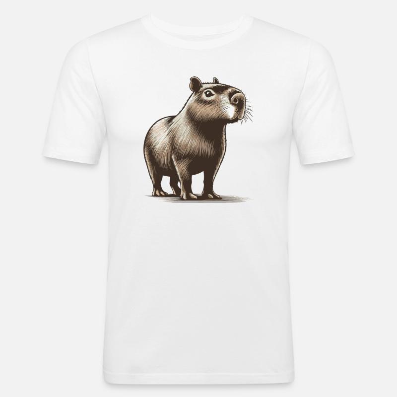 Capybara - Männer Slim Fit T-Shirt - Weiß