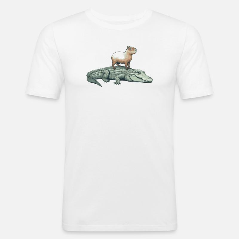 Capy & Croc Dreamteam - Männer Slim Fit T-Shirt - Weiß