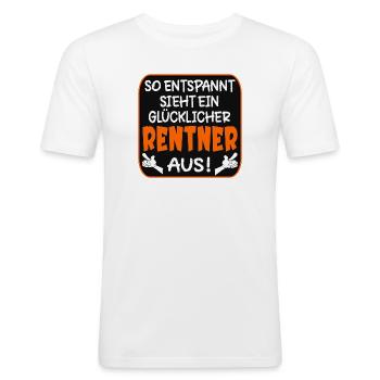 RENTNERGESCHENKE GLÜCKLICHER RENTNER RENTE - Männer Slim Fit T-Shirt - Weiß - Vorne - Nik (191cm)