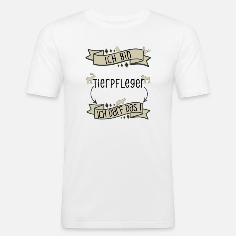 Lustiger Tierpfleger Spruch - ich darf das! - Männer Slim Fit T-Shirt - Weiß