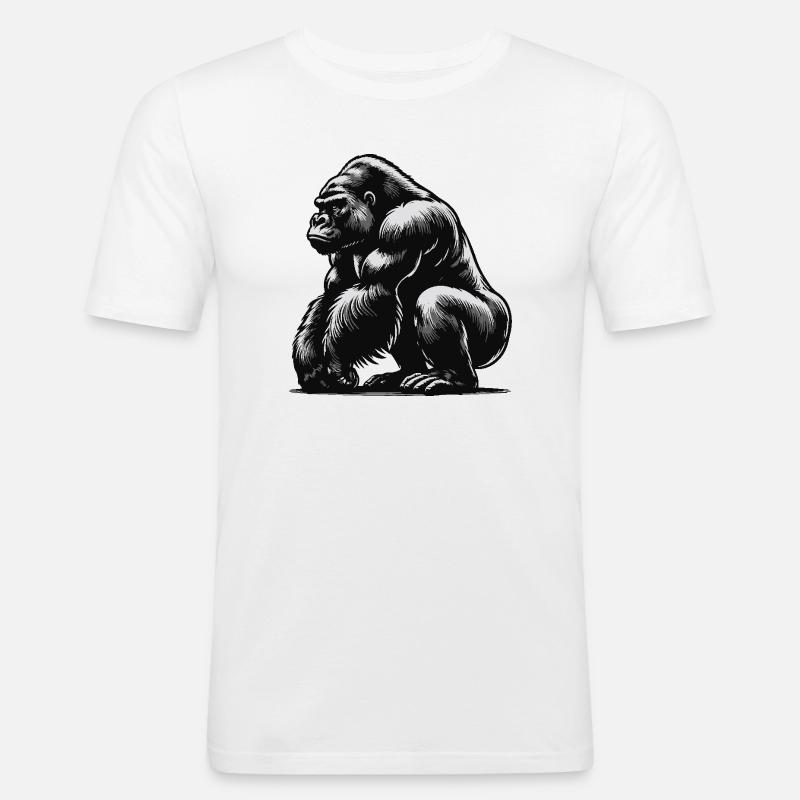 Gorilla - Männer Slim Fit T-Shirt - Weiß