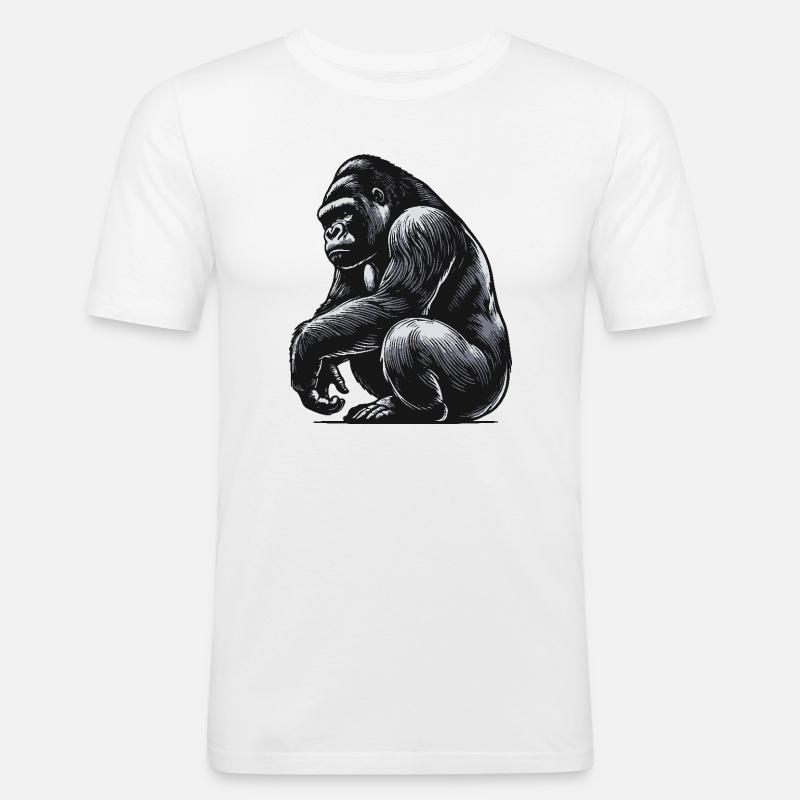 Gorilla - Männer Slim Fit T-Shirt - Weiß