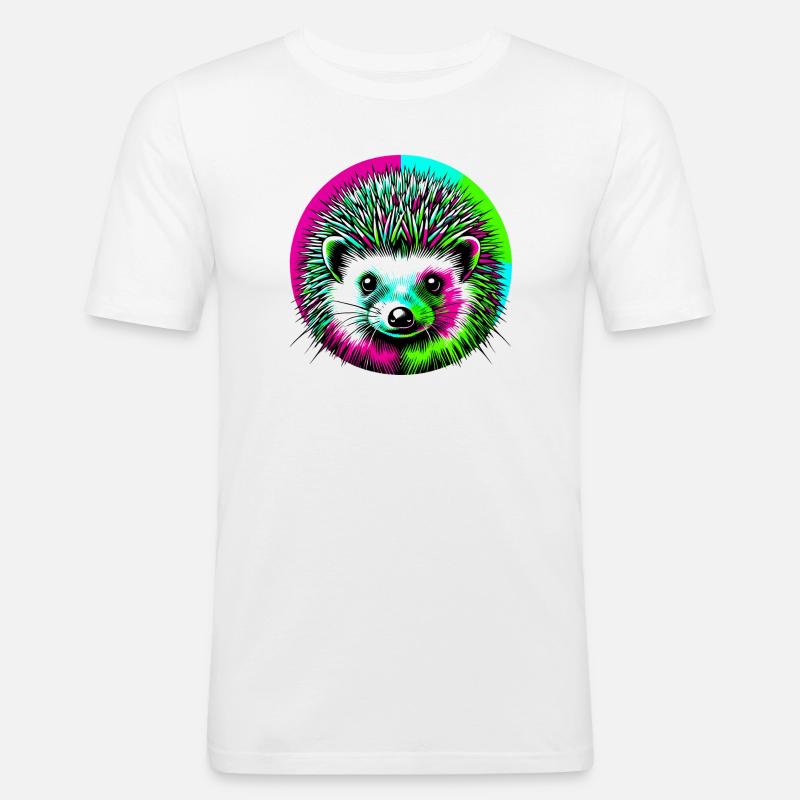 Igel - Männer Slim Fit T-Shirt - Weiß