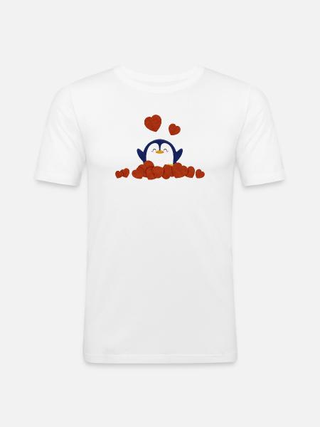 Cute penguin surrounded by heart - Men's Slim Fit T-Shirt - white