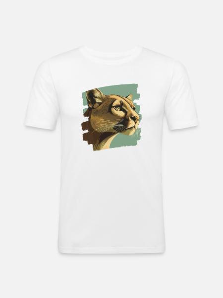 Lion from mountain Retro - Men's Slim Fit T-Shirt - white