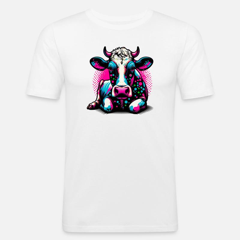 Kuh - Männer Slim Fit T-Shirt - Weiß