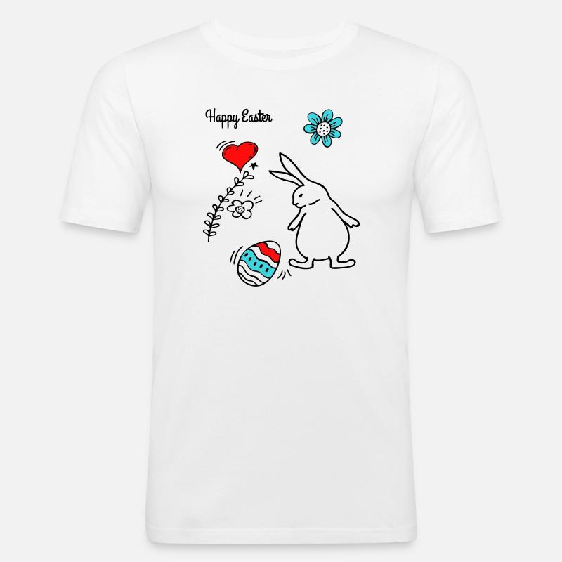 Happy Easter - Männer Slim Fit T-Shirt - Weiß