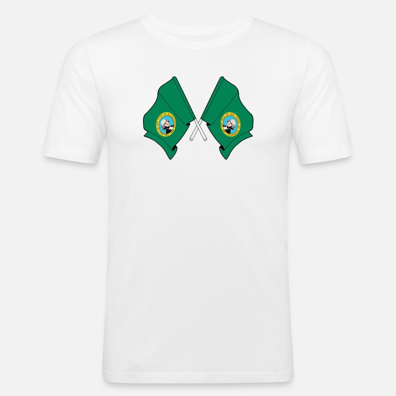 Zwei Flaggen durchquerten Washington - Männer Slim Fit T-Shirt - Weiß