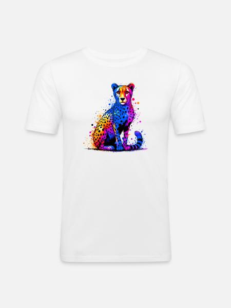 Guépard - T-shirt près du corps Homme - blanc