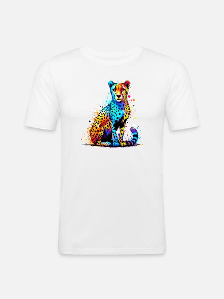 Guépard - T-shirt près du corps Homme - blanc