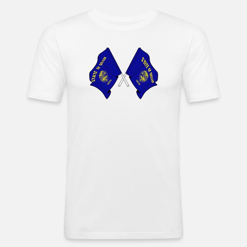 Deux drapeaux ont traversé l’Oregon - T-shirt près du corps Homme - blanc