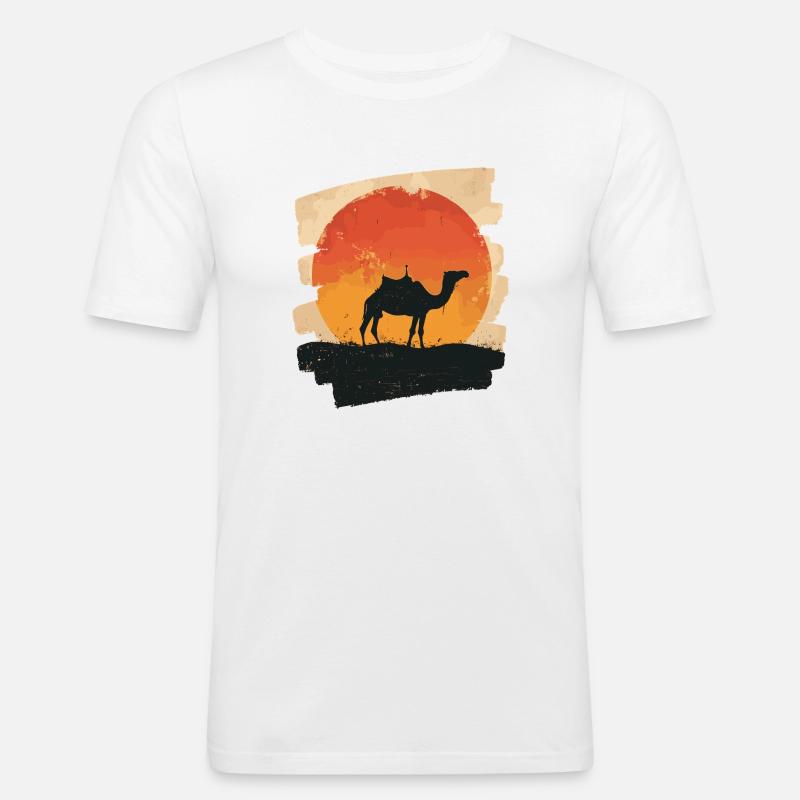 Kamel - Männer Slim Fit T-Shirt - Weiß