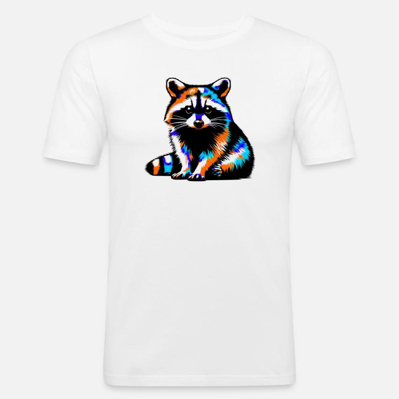 Waschbär - Männer Slim Fit T-Shirt - Weiß