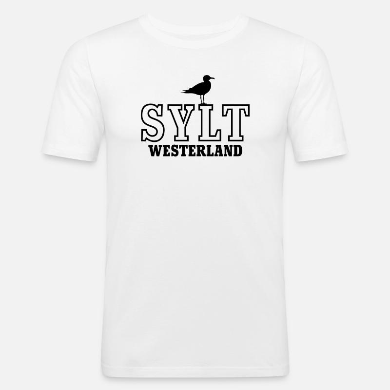 Sylt Westerland - Männer Slim Fit T-Shirt - Weiß