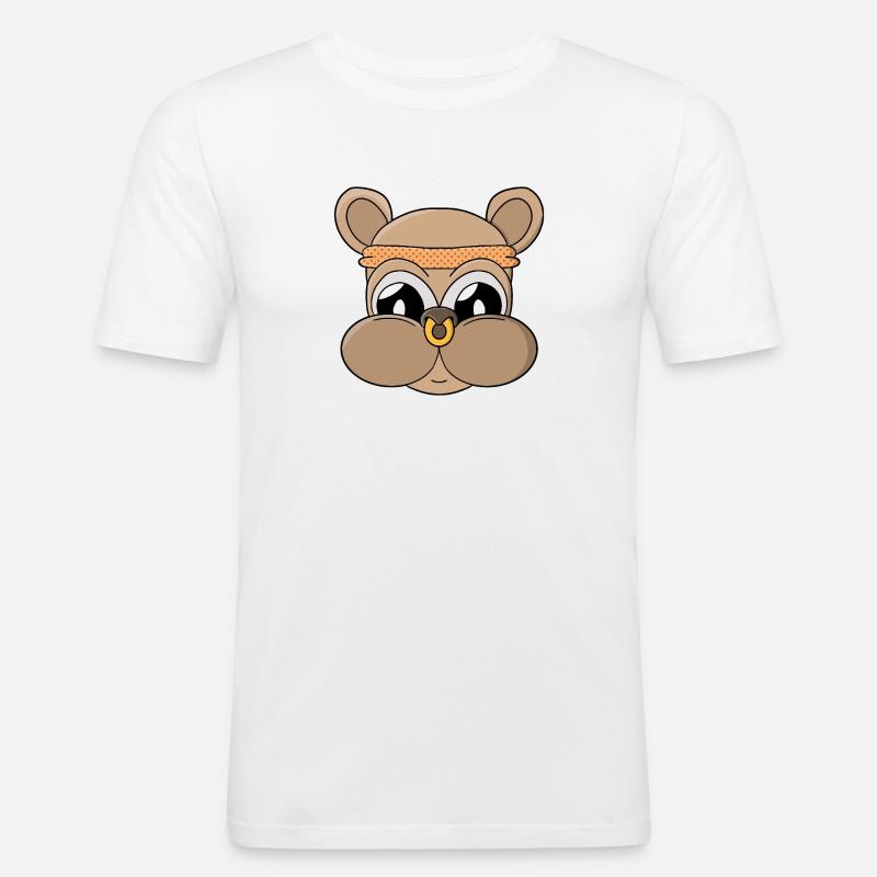 Süßer Bär mit Piercing - Männer Slim Fit T-Shirt - Weiß