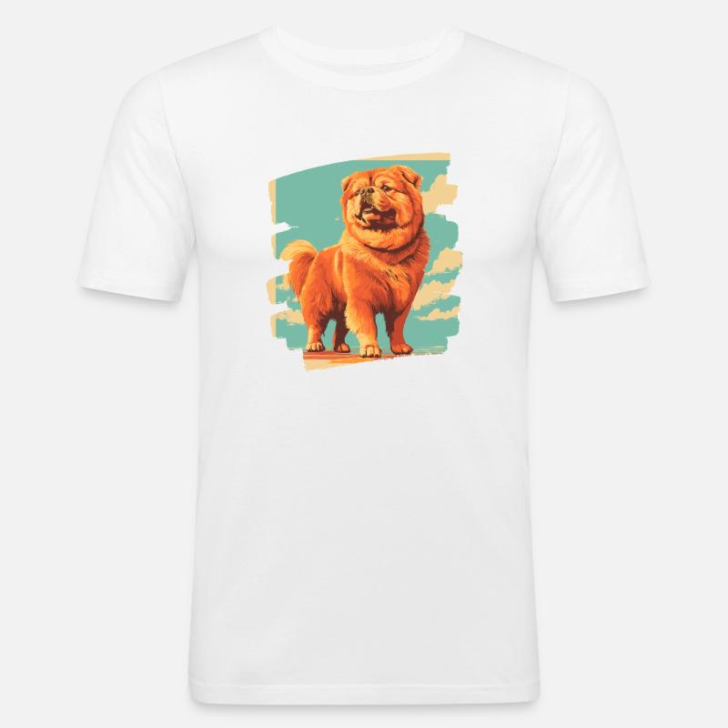 Chow Chow - Männer Slim Fit T-Shirt - Weiß