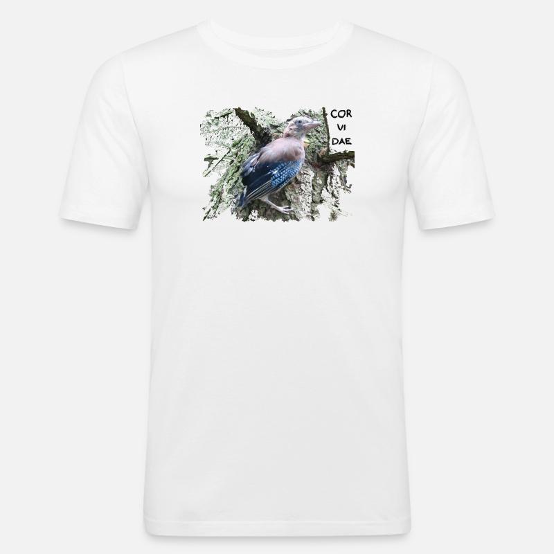 Eichelhäher Corvidae - Männer Slim Fit T-Shirt - Weiß