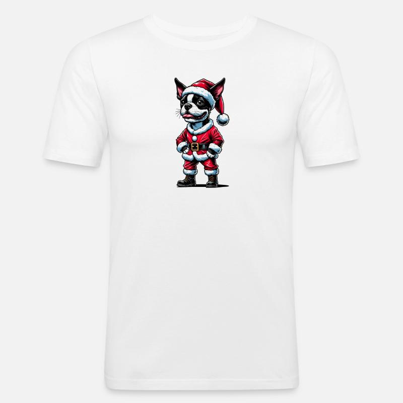 Bostie Weihnachtsmann - Männer Slim Fit T-Shirt - Weiß