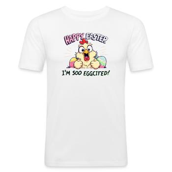 frohe Ostern happy easter i am eggcited - Männer Slim Fit T-Shirt - Weiß - Vorne - Nik (191cm)