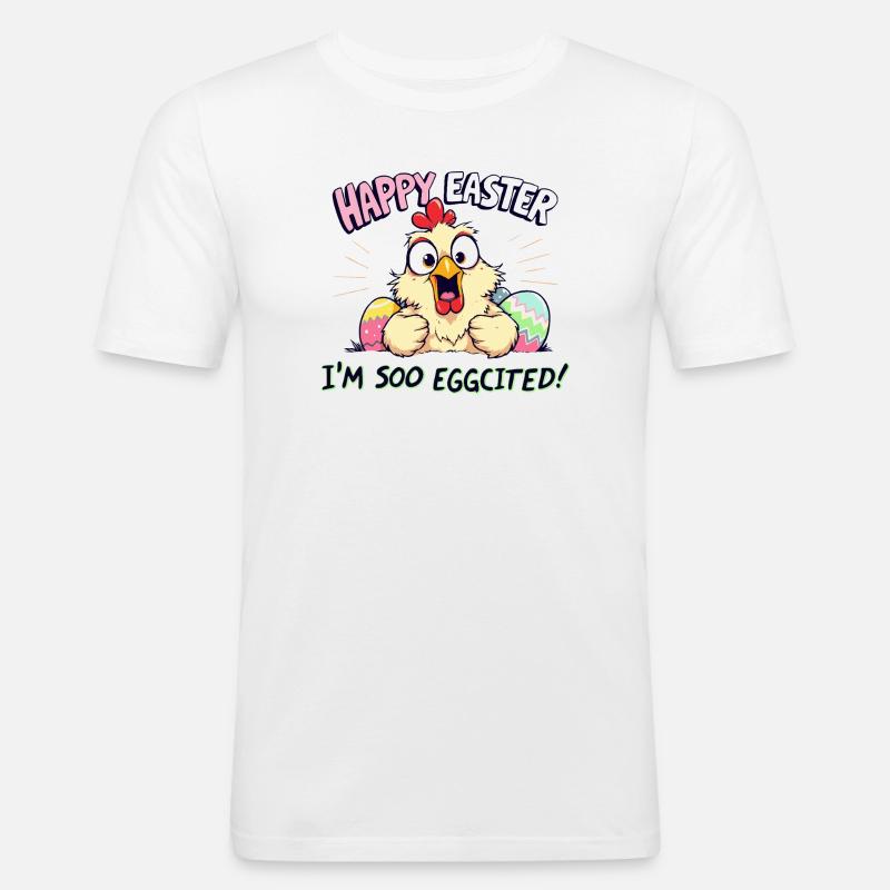 happy easter i am eggcited - Men's Slim Fit T-Shirt - white