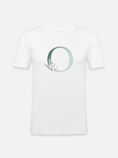 O Monogram, Floral, Customizable - Men's Slim Fit T-Shirt - white