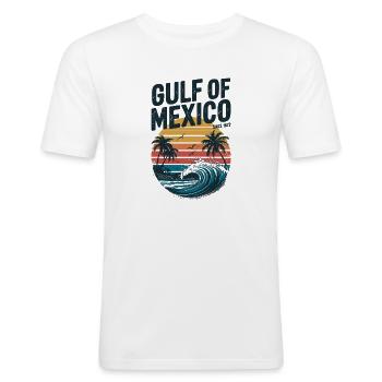 Gulf of Mexico Since 1672 Vintage Beach Sunset - Herre Slim Fit T-Shirt - hvid - Foran - Nik (191cm)