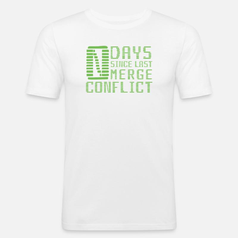 Merge Conflict Software Developer Entwickler Geek - Männer Slim Fit T-Shirt - Weiß