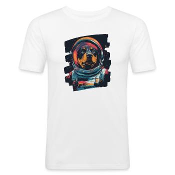 Rottweiler Astronaute - T-shirt près du corps Homme - blanc - Devant - Nik (191cm)