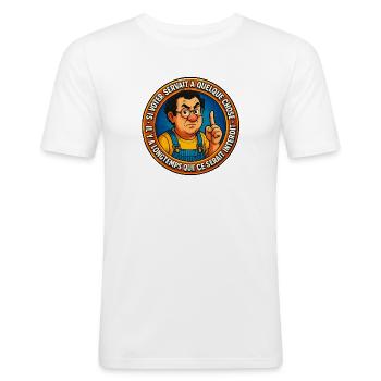 Vote inutile - T-shirt près du corps Homme - blanc - Devant - Nik (191cm)
