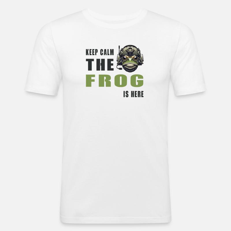 Kampffrosch – Keep Calm Style - Männer Slim Fit T-Shirt - Weiß