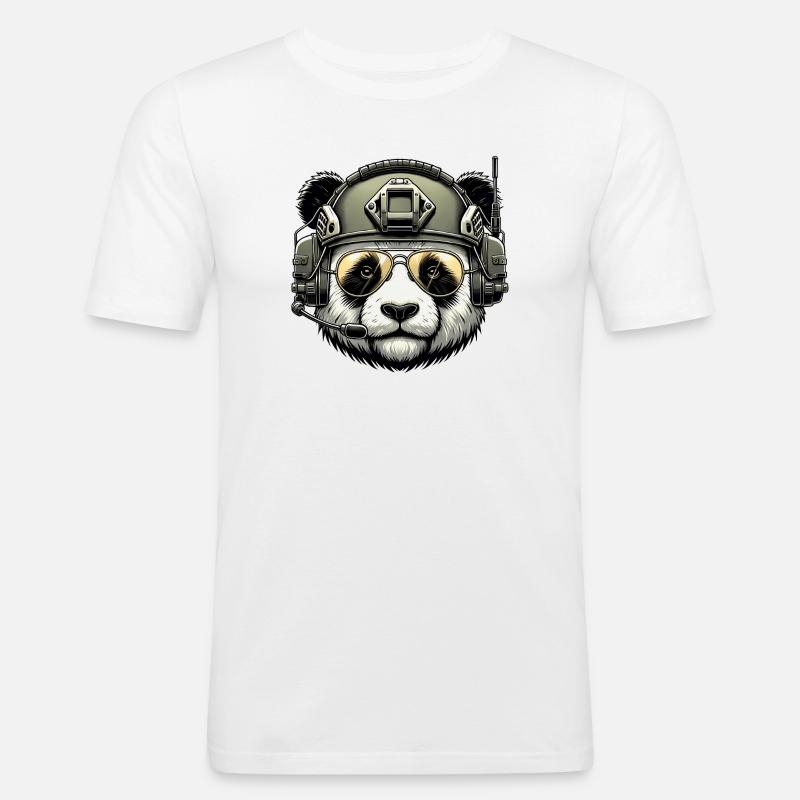 Panda Military Army Design - Men's Slim Fit T-Shirt - white