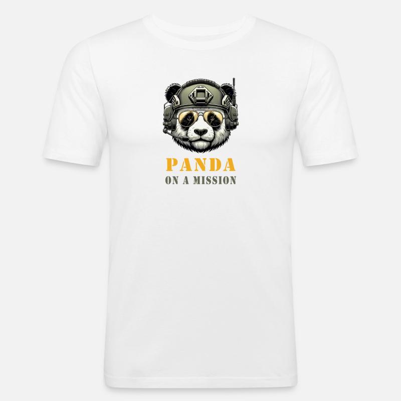 Panda en mission / Militaire - T-shirt près du corps Homme - blanc