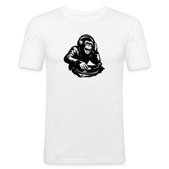 DJ The Monkey Dance Banksy Style - Männer Slim Fit T-Shirt - Weiß - Vorne - Nik (191cm)