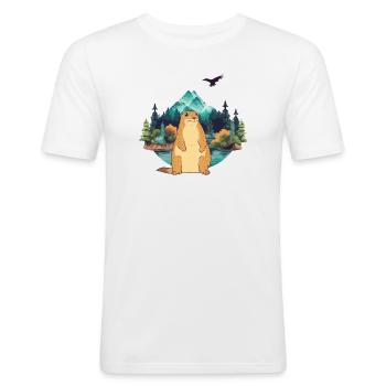 Murmeltier - Männer Slim Fit T-Shirt - Weiß - Vorne - Nik (191cm)