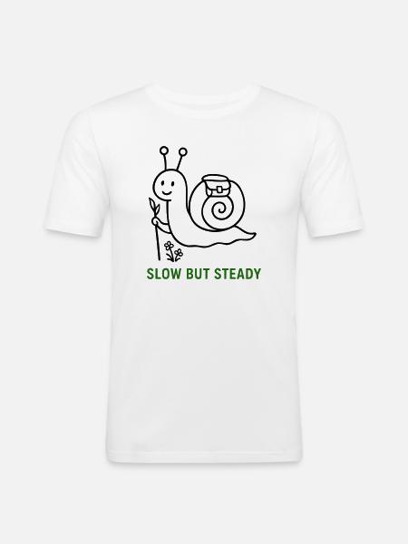 Wanderschnecke Slow but Steady - Männer Slim Fit T-Shirt - Weiß