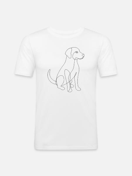 One Line Drawing - Dog - Men's Slim Fit T-Shirt - white