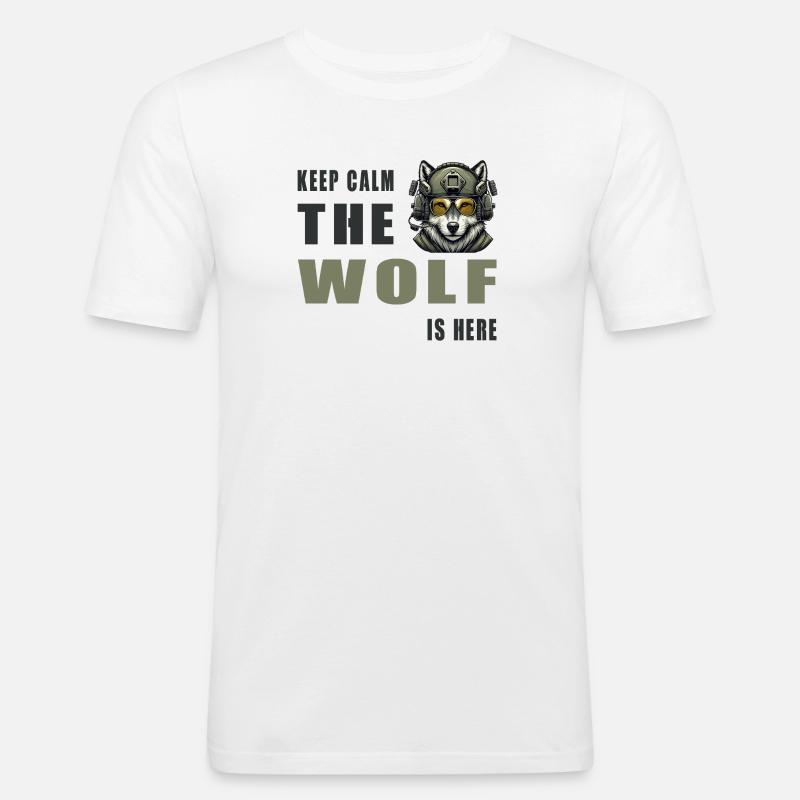 Keep Calm Wolf Is Here - Men's Slim Fit T-Shirt - white